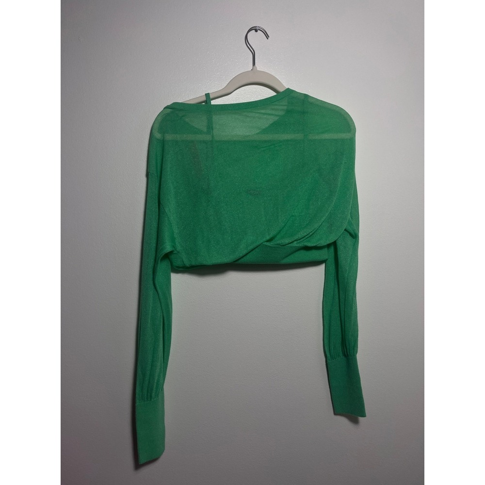 Green 2 Piece Set Crop Express Body Contour Long Sleeve Sweater and Camisole‎